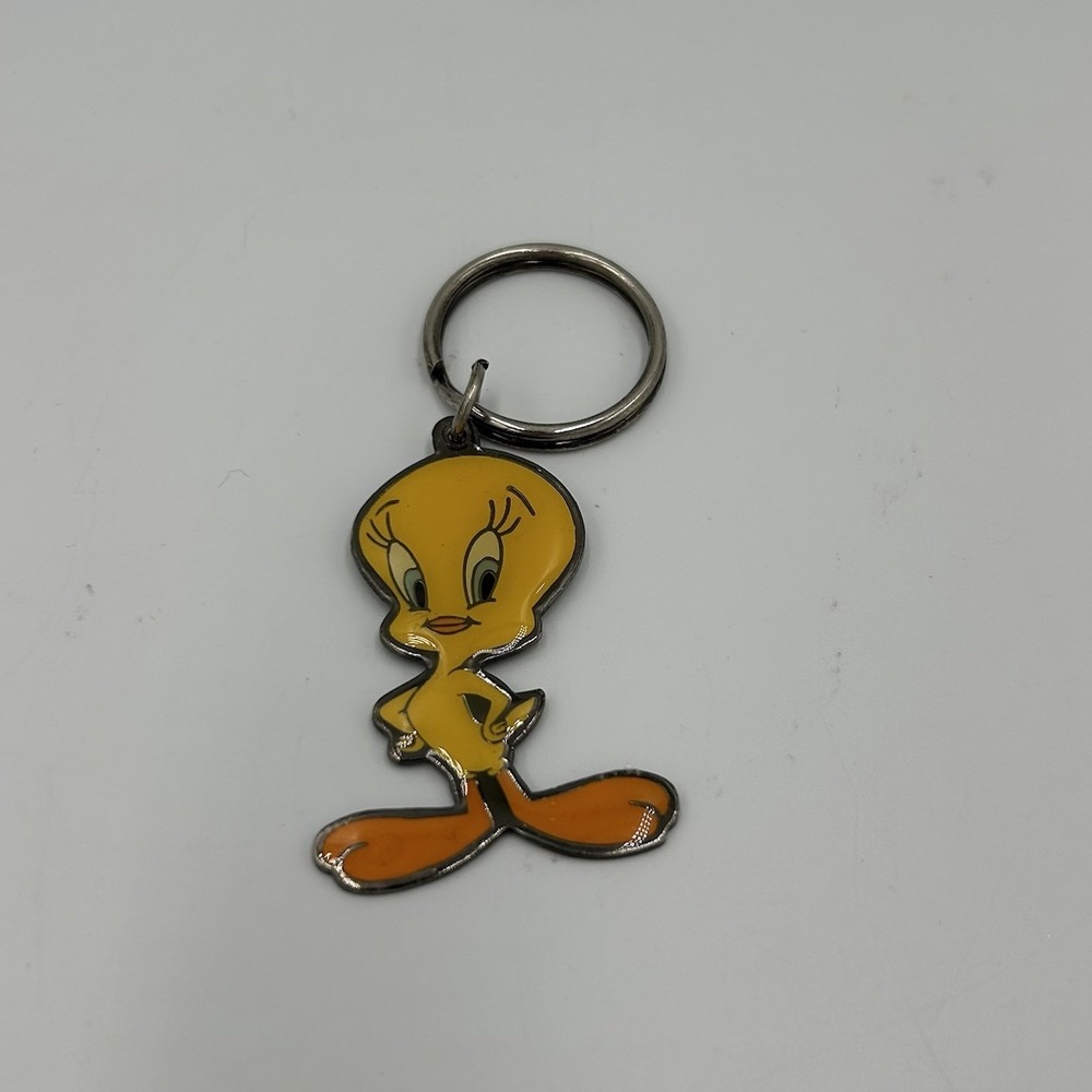 VTG 90's Tweety Bird Metal Key Chain Looney Tunes